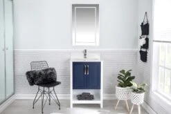 Jussara 2PC Badkamermeubelset | 100% Massief Hout | Kwarts Werkblad | Donkerblauw