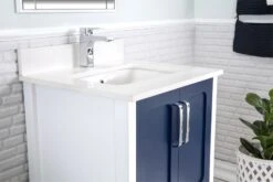 Jussara 2PC Badkamermeubelset | 100% Massief Hout | Kwarts Werkblad | Donkerblauw -Emob 138JSR1346 20 204 5676