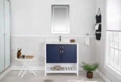 Badkamermeubelset Jussara | Inclusief Spiegel | Porseleinen Wastafel | Donkerblauw