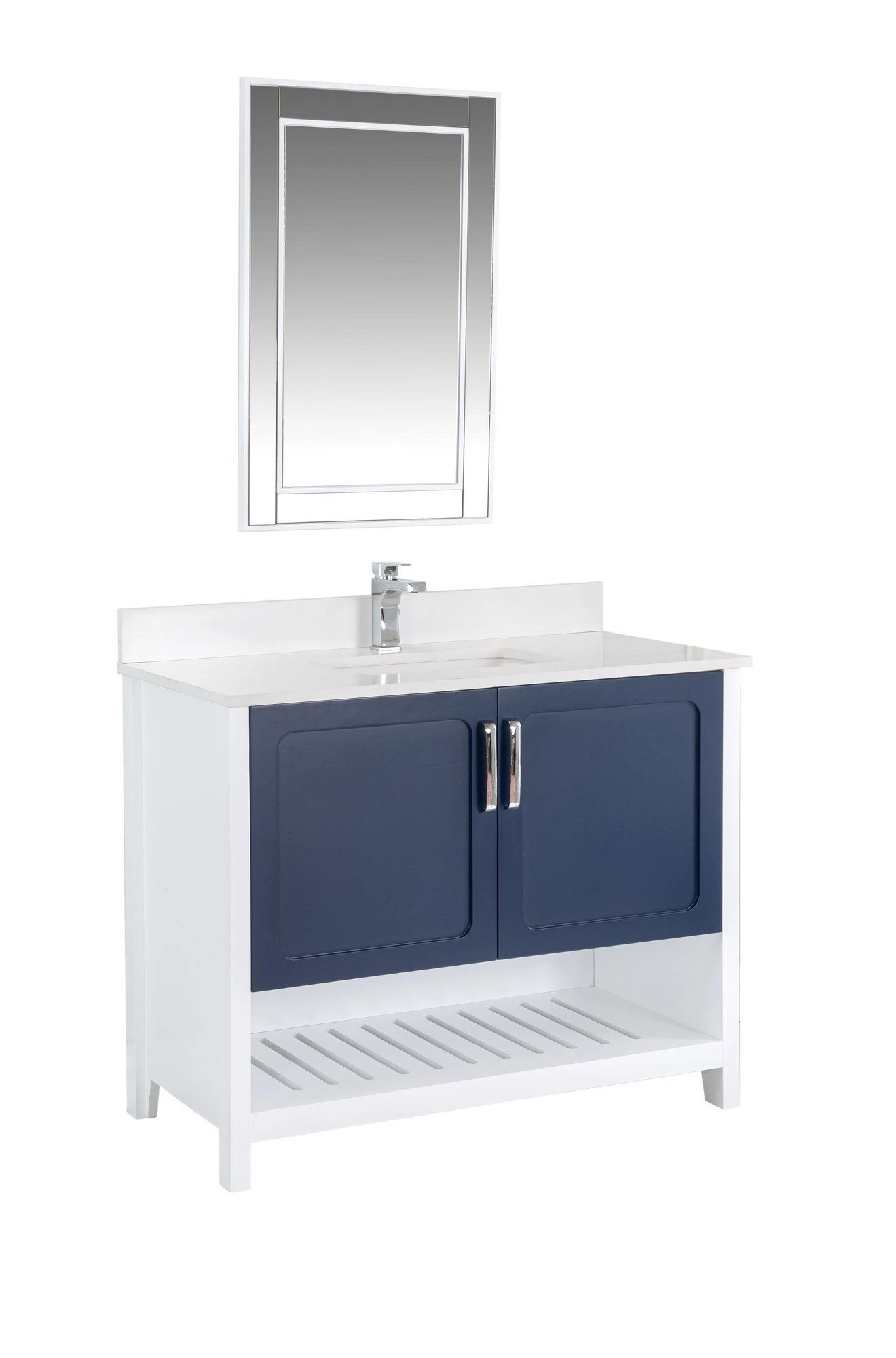 Jussara Badkamermeubelset | 2-delig | 100% Massief Hout | Donkerblauw 2 Jussara Badkamermeubelset | 2-delig | 100% Massief Hout | Donkerblauw - Afbeelding 2