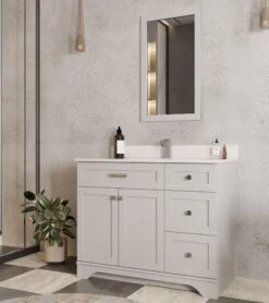 Jussara Badkamerset: 2-delig | Massief Hout | Aanrechtblad Kwarts | Grijs -Emob 138JSR1356 20 204 3e36