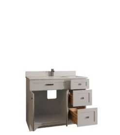 Jussara Badkamerset: 2-delig | Massief Hout | Aanrechtblad Kwarts | Grijs -Emob 138JSR1356 20 207 f655