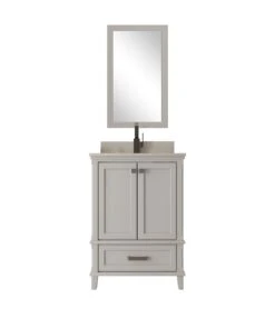 Jussara Badkamermeubelset | 2 Stuks | 100% MDF | Witte Kwarts Counter | Grijze Kleur -Emob 138JSR1374 20 205 249e