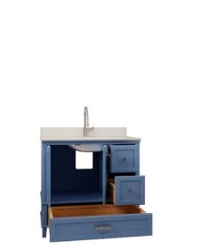 Jussara Badkamermeubelset | Blauw | 2st | LEKKER MDF | Kwarts Aanrechtblad | Lade Van Marien Hout -Emob 138JSR1383 20 207 39b2
