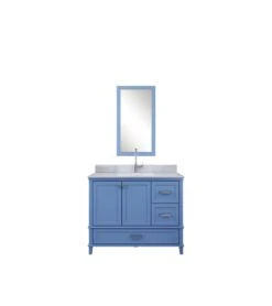 Jussara Badkamermeubelset | 2 Stuks | MDF Gelakt | Aanrechtblad Wit Kwarts | Lade Van Marien Hout | Blauw -Emob 138JSR1384 20 205 4f46