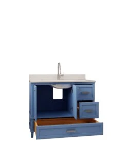 Jussara Badkamermeubelset | 2 Stuks | MDF Gelakt | Aanrechtblad Wit Kwarts | Lade Van Marien Hout | Blauw -Emob 138JSR1384 20 207 f7ff