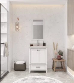 Jussara 2-delige Badkamermeubelset | 100% Gelakt MDF En Kwarts | Wit