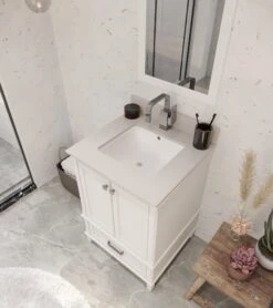 Jussara 2-delige Badkamermeubelset | 100% Gelakt MDF En Kwarts | Wit -Emob 138JSR1388 20 202 eae9