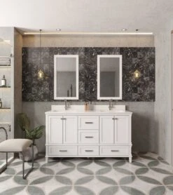 Jussara Badkamermeubelset | 3-delig | Wit | Massief Hout En Kwarts