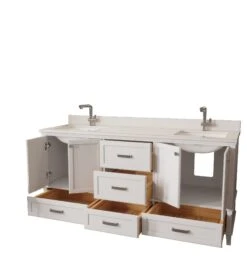 Jussara Badkamermeubelset | 3-delig | 100% MDF | Aanrechtblad Van Wit Kwarts -Emob 138JSR1394 20 207 6633