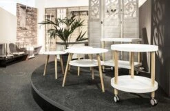 Bijzettafel Op Wielen Lorena - Wit/natuur -Emob 14337 14334 14335 14336 14338 Milieu 2bcb