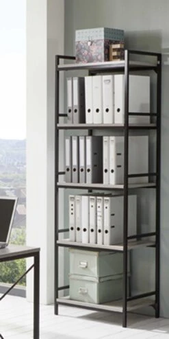 Wandrek Dukan 60cm 5 Legplanken - Zwart/beton -Emob 14653 Milieu 5edb