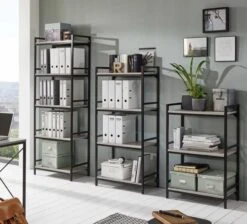 Wandrek Dukan 60 Cm 4 Legplanken - Zwart/beton -Emob 14654 14653 14655 Milieu 0a85