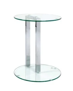 Bijzettafeltje Romelu Rond ø50cm - Chroom/glas -Emob 14795 150b
