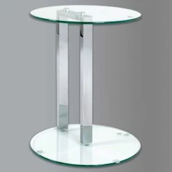 Bijzettafeltje Romelu Rond ø50cm - Chroom/glas
