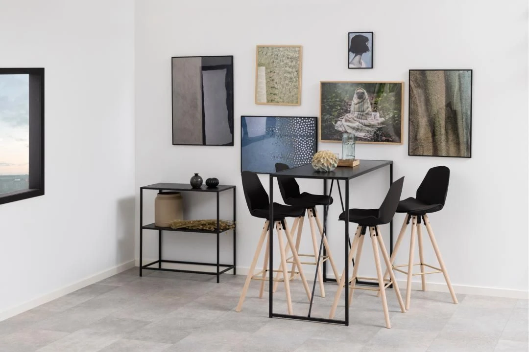 Barstoel Sammy - Zwart/beige 2 Barstoel Sammy - Zwart/beige - Afbeelding 2