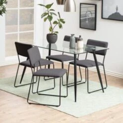 Eettafel Wilhelm 140x80 - Glas/zwart