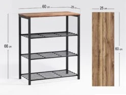 Dragon Schoenenkast | 100% Melamine Gecoat | Eiken Grijs | 60x66x25 Cm -Emob 203DRG1401 20 203 5234