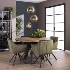 Eettafel Dotana ø120cm - Notenhout/metaal