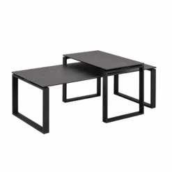 Set Van 2 Salontafels Nicola Met Blad Uit Keramiek - Zwart