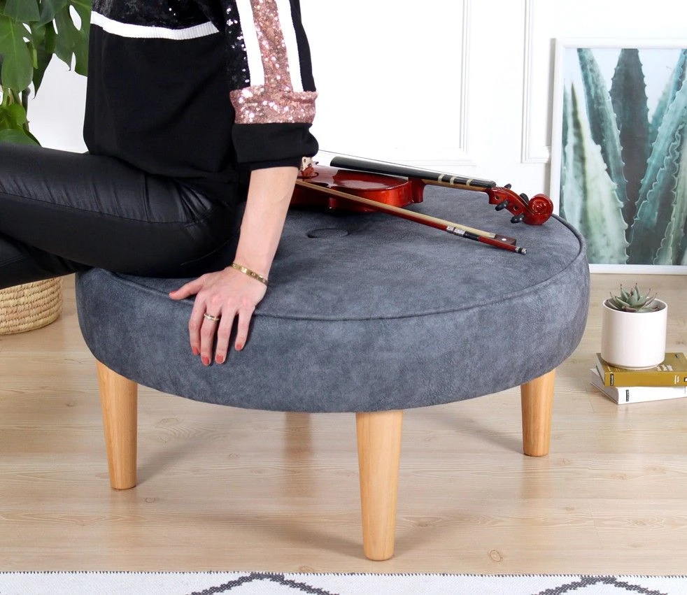 Fluffe Poef | 50 Otton/50% Fluweel | Grijs 3 Fluffe Poef | 50 Otton/50% Fluweel | Grijs - Afbeelding 3