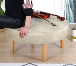 Fluffe Poef In Crème | 50 Otton/Velvet | Orthopedische Spons -Emob 209FLF1296 20 203 97f1