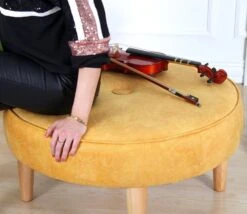 Fluffe Poef: 50 Otton/50% Fluweel | Geel -Emob 209FLF1303 20 203 c96d