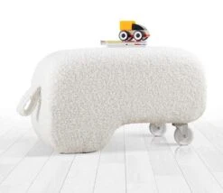 Bontfluwelen Poef | 35cm Orthospons | Wit