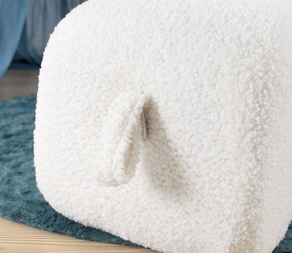 Bontfluwelen Poef | 35cm Orthospons | Wit 3 Bontfluwelen Poef | 35cm Orthospons | Wit - Afbeelding 3