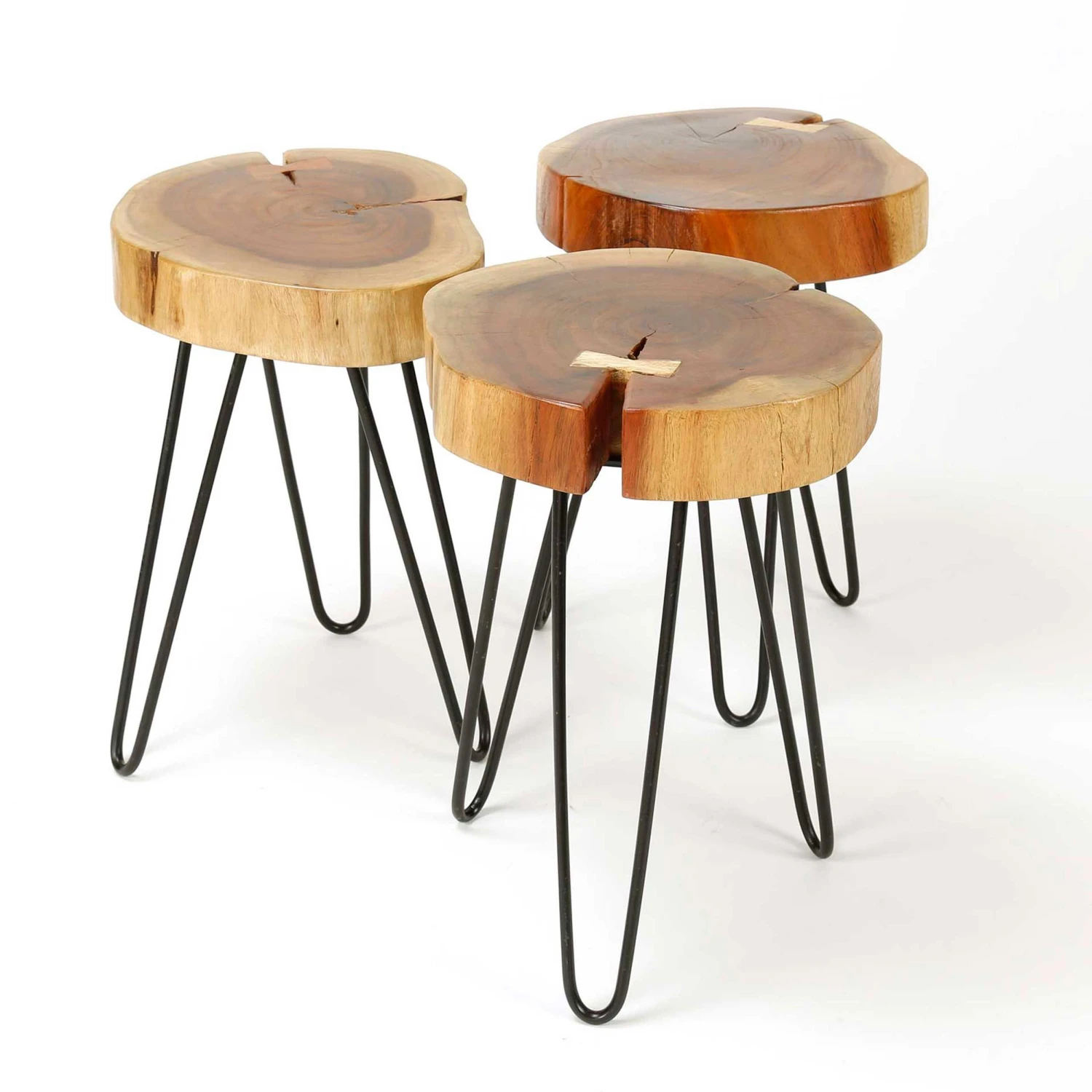 Bijzettafeltje Samantha - Acacia En Zwart Stalen Poten 4 Bijzettafeltje Samantha - Acacia En Zwart Stalen Poten - Afbeelding 4