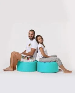 Turquoise Waterdichte Poef - Atelier Del Sofa