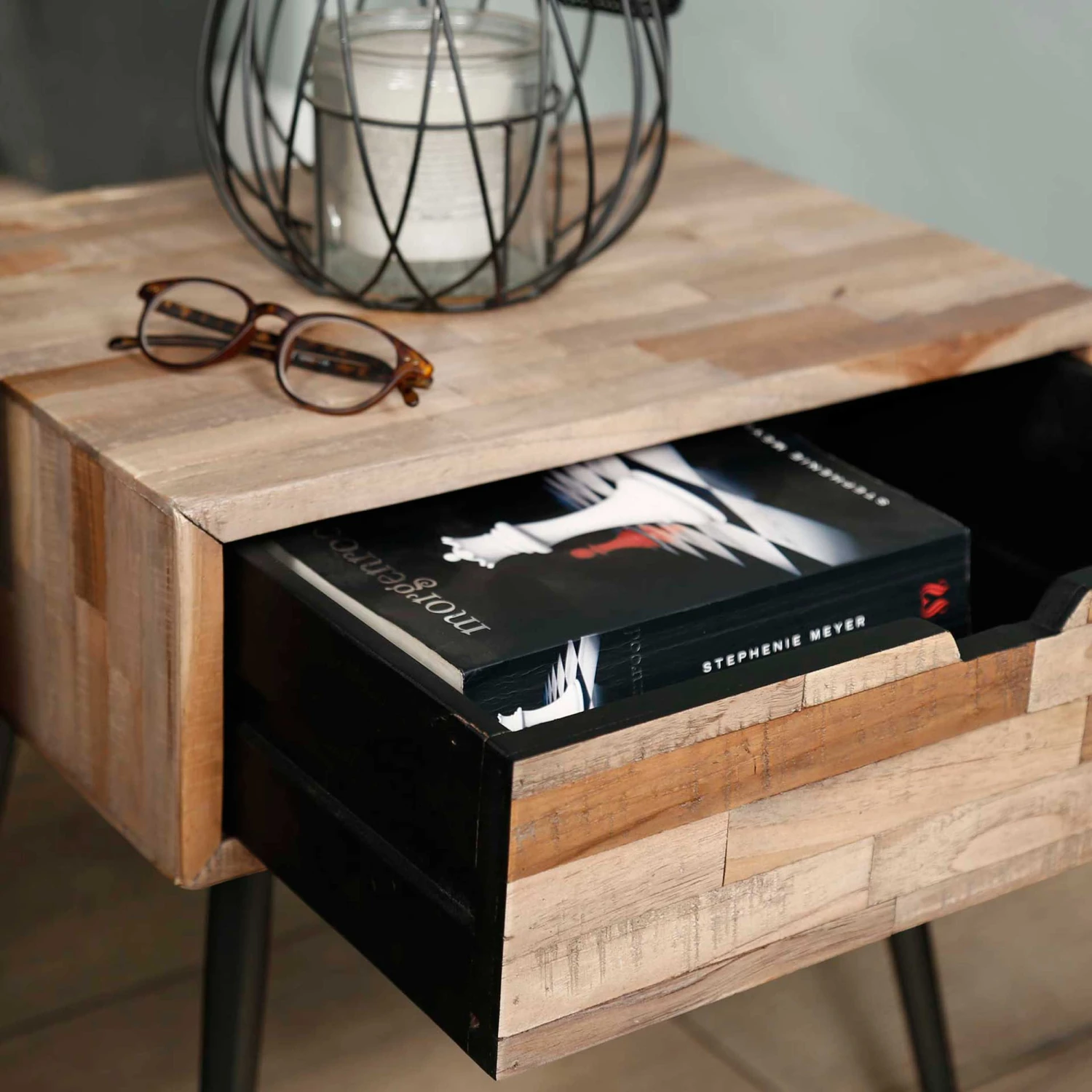 Nachtkastje/bijzettafeltje Teca Industrieel - Teak 2 Nachtkastje/bijzettafeltje Teca Industrieel - Teak - Afbeelding 2