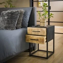 Nachtkastje Weta 2 Lades - Mangohout -Emob 2684 16AN 2 8607