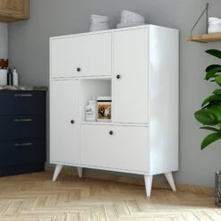 Elegante Multifunctionele Kast Met Muurbevestiging - Wit