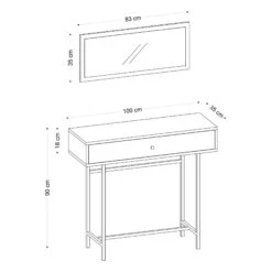 Haltafel Emerald | 100% Melamine | Breedte: 100cm | Eik / Zwart -Emob 393MRD1251 20 204 215a