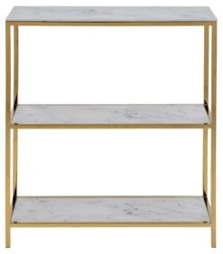 Sidetable Alisma 70x30cm 1 Legplank - Wit Marmer/ Goud -Emob 3F2BD318 73F2 414B 871F C145408AC171 ef57