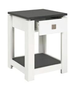 Bijzettafel Marius 40x40cm, 1 Lade - Wit/antraciet -Emob 42566 offen 13a1