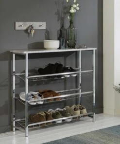 Schoenenrek Havu 86cm, 4 Planken - Beton Decor -Emob 44638 Milieu 0579