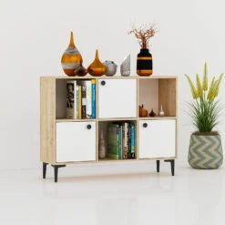 Olivia Dressoir | 100% Melamine |18mm | 120x96x35 | Saffier Eik -Emob 475OLV1701 4 50c4