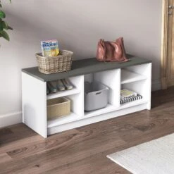 Olivia Schoenenkast | Melamine Coating | Wit Antraciet