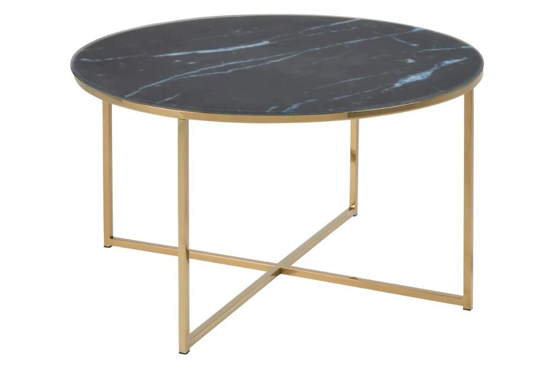 Salontafel Alisma ø80cm - Zwart Marmer/ Goud 9 Salontafel Alisma ø80cm - Zwart Marmer/ Goud - Afbeelding 9