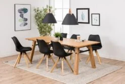 Eetkamerstoel Dima - Lederlook - Zwart/ Bruin