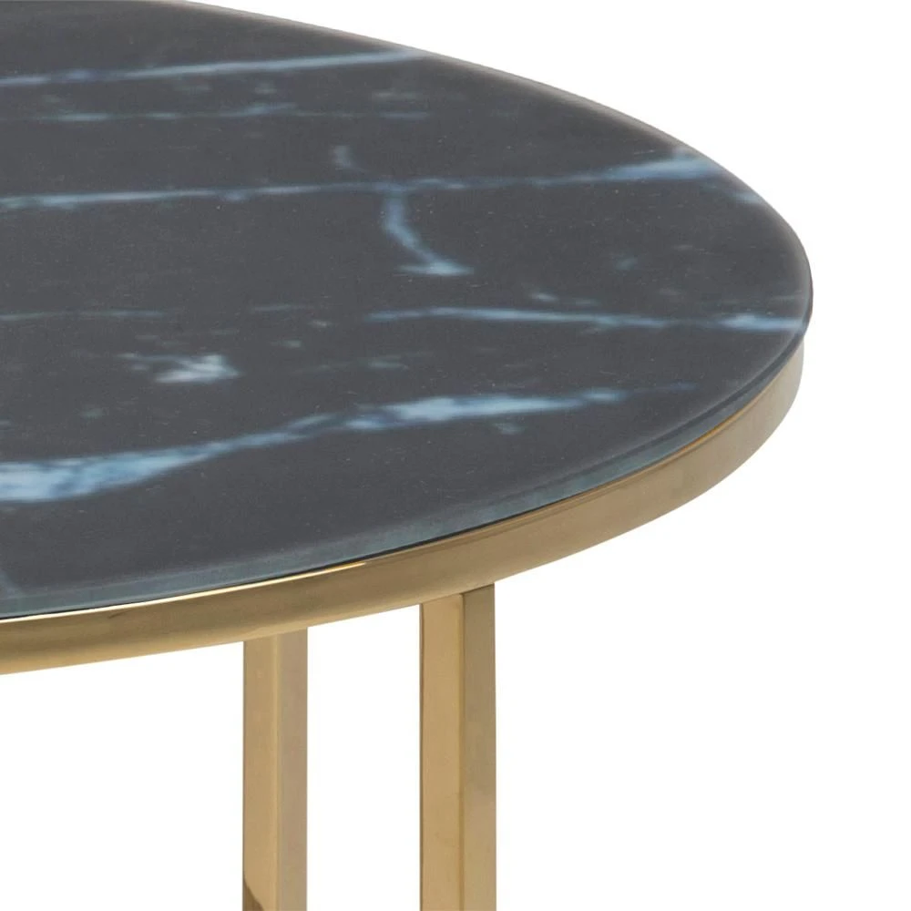 Salontafel Alisma ø80cm - Zwart Marmer/ Goud 6 Salontafel Alisma ø80cm - Zwart Marmer/ Goud - Afbeelding 6