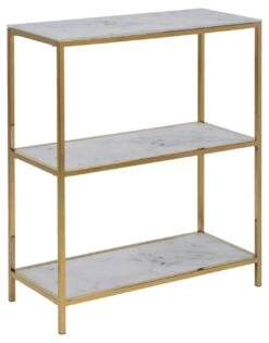 Sidetable Alisma 70x30cm 1 Legplank - Wit Marmer/ Goud -Emob 4E64A267 1B2C 400E 945E C9608F5EE626 91f7