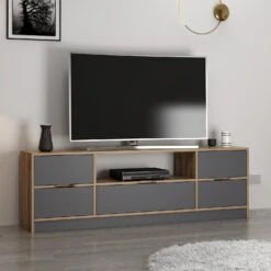 Woody Fashion TV-meubel | 100% Melamine Gecoat | Noten Antraciet -Emob 506MNR1118 20 202 9c25