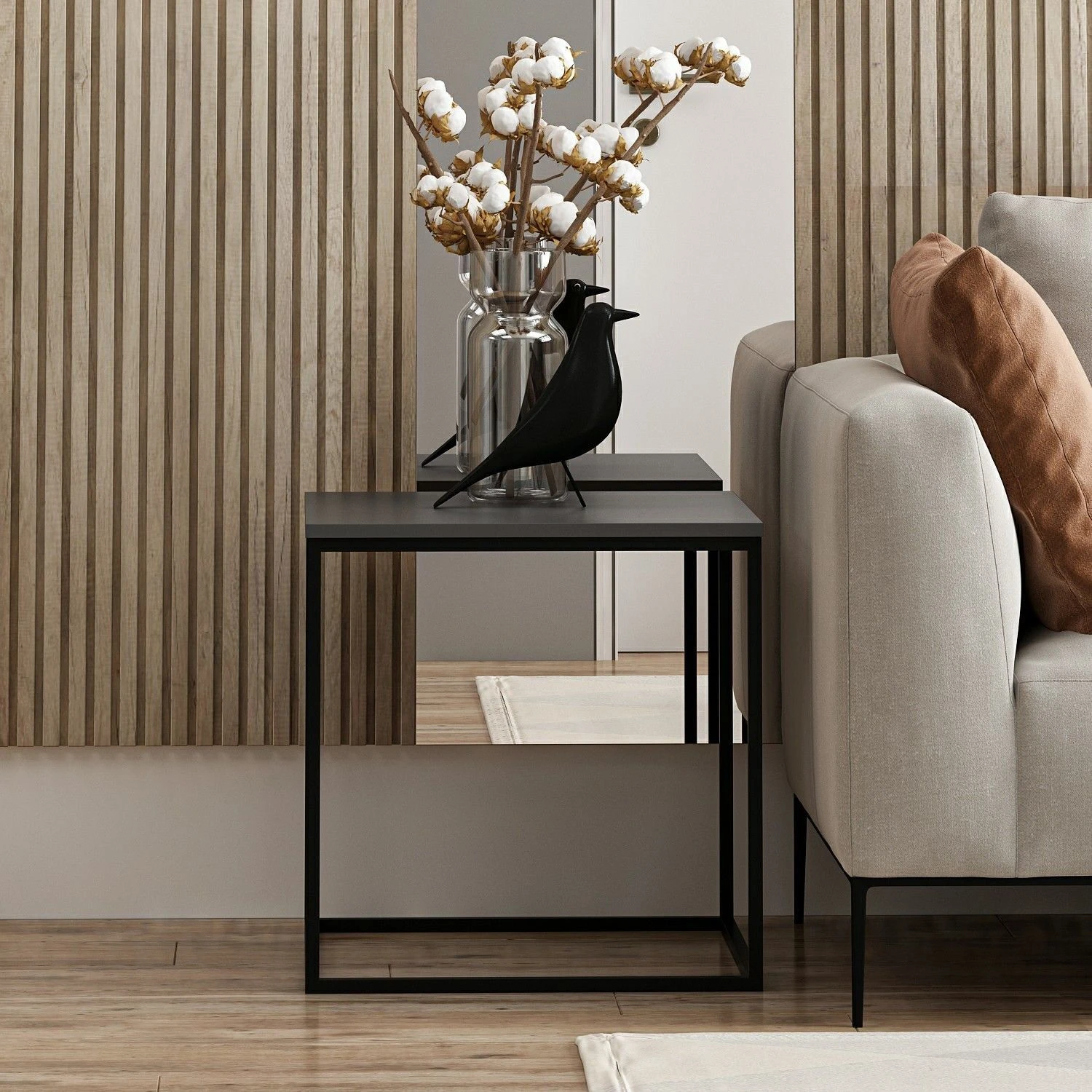 Modieuze Antraciet Salontafel | Hout | 18mm Dik | Metalen Frame 7 Modieuze Antraciet Salontafel | Hout | 18mm Dik | Metalen Frame - Afbeelding 7