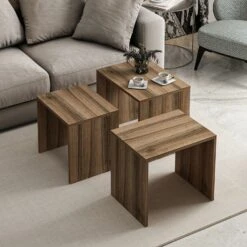 Woody Fashion Nesting Tables (3 Stuks) | 100% Melamine | Walnoot 13 Woody Fashion Nesting Tables (3 Stuks) | 100% Melamine | Walnoot -Emob 506MNR1215 20 204 53e6