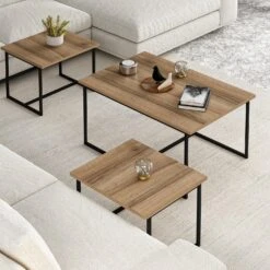 Woody Fashion Nesting Table Set | 3-Delig | 100% Melamine | Walnoot -Emob 506MNR1221 20 203 623f