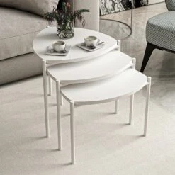 Stijlvolle Nesting Tables Met Melamine Coating - 3-delige Set | Wit