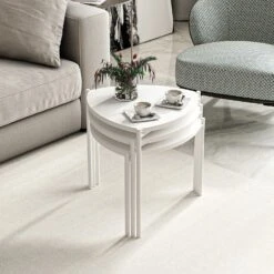 Stijlvolle Nesting Tables Met Melamine Coating - 3-delige Set | Wit -Emob 506MNR1222 20 203 4a32